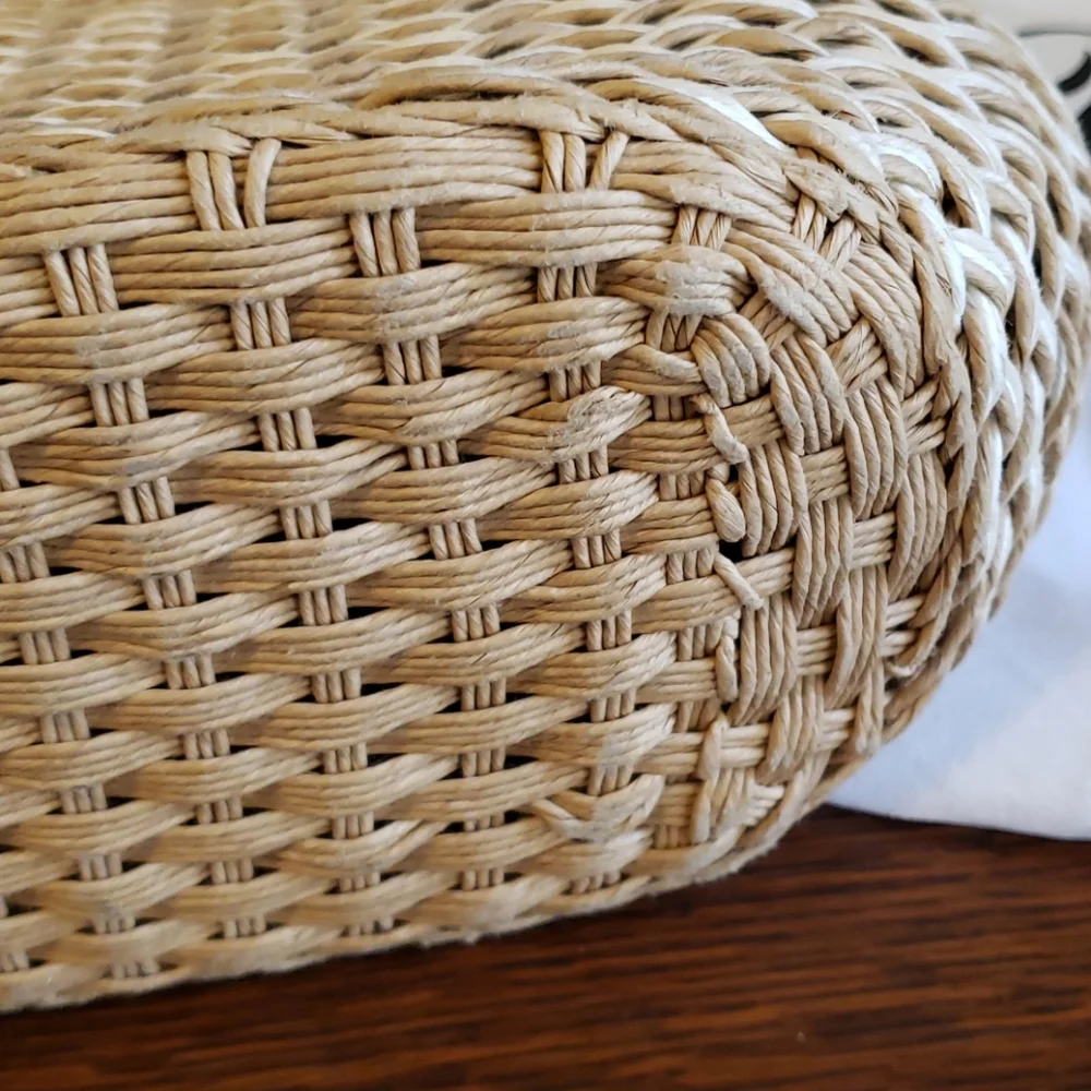 Brighton Cream Woven Shoulder Bag with Silver Accents